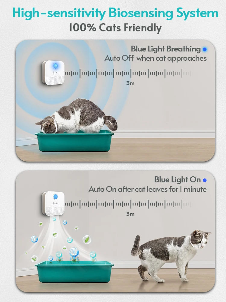 Transform Your Cat's Litter Box Experience with the Downypaws 4000mAh Smart Odor Purifier - The Ultimate Deodorizer for Pet Toilets!