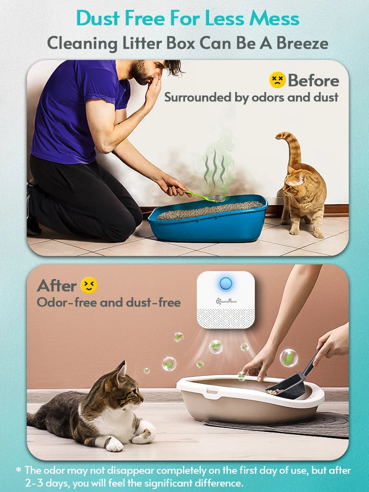 Transform Your Cat's Litter Box Experience with the Downypaws 4000mAh Smart Odor Purifier - The Ultimate Deodorizer for Pet Toilets!